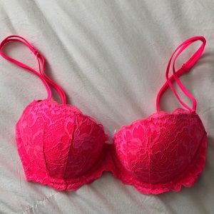 NWOT neon pink lace bra